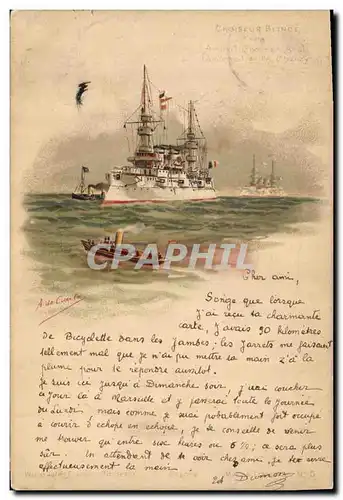 Ansichtskarte AK Bateau de Guerre Croiseur blinde Type Amiral Charnier Latouche Chanzy Treville