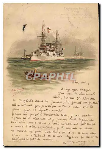 Cartes postales Bateau de Guerre Croiseur blinde Type Amiral Charnier Latouche Chanzy Treville