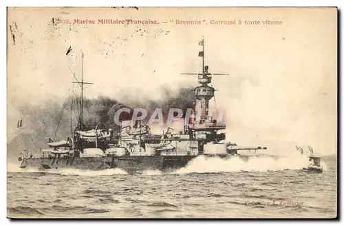 Cartes postales Bateau de Guerre Brennus Cuirasse a toute vitesse