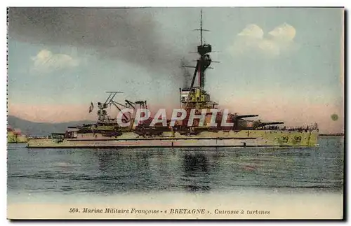 Ansichtskarte AK Bateau de Guerre Bretagne Cuirasse a turbines