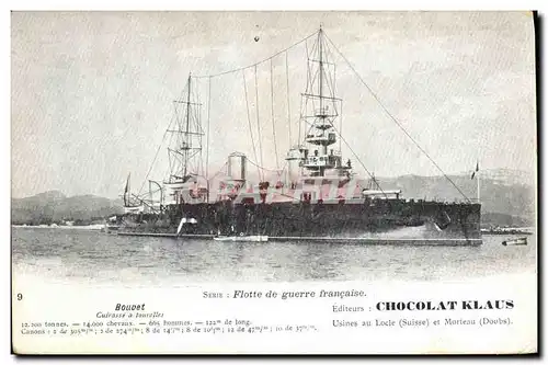 Ansichtskarte AK Bateau de Guerre Bouvet Cuirasse a tourelles