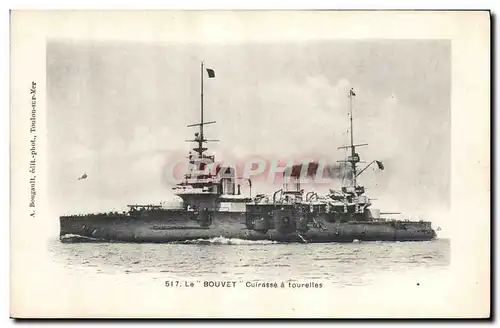 Cartes postales Bateau de Guerre Le Bouvet Cuirasse a tourelles