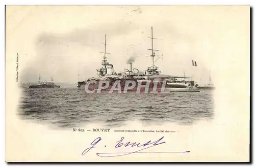 Cartes postales Bateau de Guerre Bouvet Cuirasse d&#39escadre a 4 tourelles