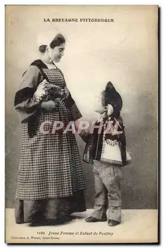 Cartes postales Folklore Jeune femme et enfant de Pontivy Bretagne