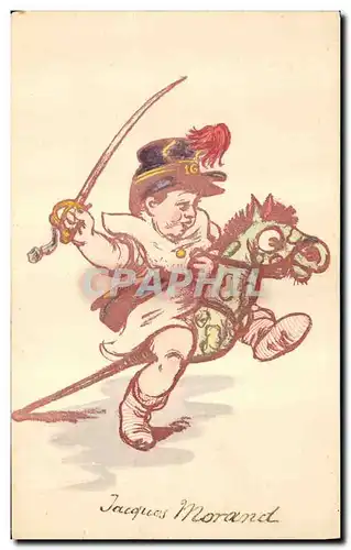 Cartes postales Militaria Jacques Morand Enfant Cheval