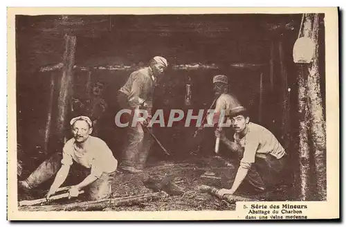 Cartes postales Mine Mines Mineurs Abattage de charbon dans une veine moyenne