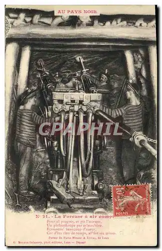 Cartes postales Mine Mines La foreuse a air comprime Au Pays Noir