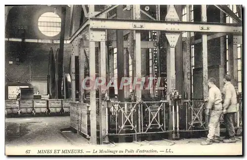 Cartes postales Mine Mines Mineurs le moulinage au puits d&#39extraction