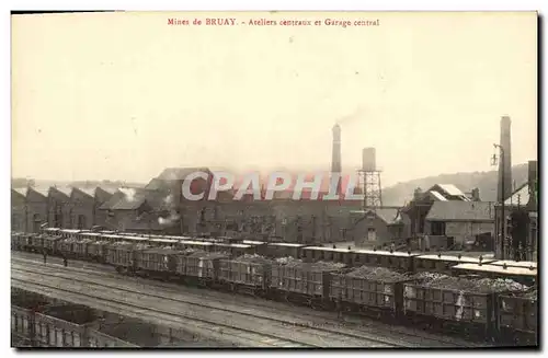 Cartes postales Mine Mines de Bruay Ateliers centraux et Garage central Train
