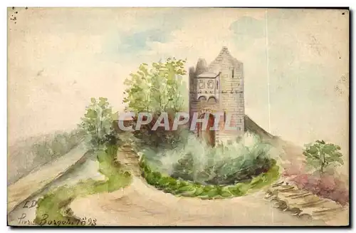 Ansichtskarte AK Fantaisie Chateau (dessin a la main)