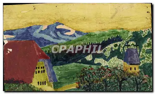 Ansichtskarte AK Fantaisie Paysage (dessin a la main)