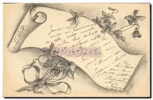 Cartes postales Fantaisie Fleurs (dessin a la main)