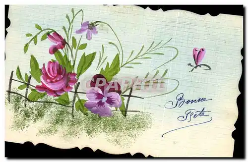 Cartes postales Fantaisie Fleurs (dessin a la main)