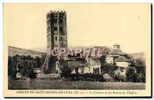 Cartes postales Chateau Abbaye de Saint Michel de cuxa Le clocher et les ruines de l&#39eglise