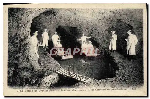 Cartes postales Grottes La Balme les Grottes Interieur des grottes Deux caravanes en promenade sur le lac