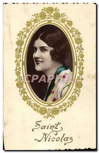 Cartes postales Fantaisie Saint Nicolas Femme Noel
