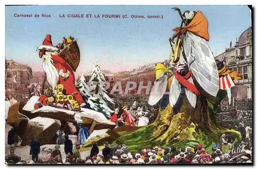 Cartes postales Fantaisie Pere Noel Carnaval de Nice La cigale et la fourmi