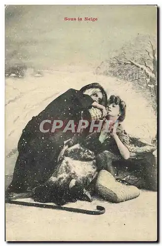 Cartes postales Fantaisie Pere Noel Sous la neige
