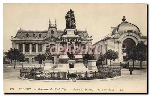 Ansichtskarte AK Palais de Justice Belfort Monument des Trois Sieges Salle des fetes