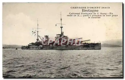 Cartes postales Bateau de Guerre Bretagne Cuirasse Francais