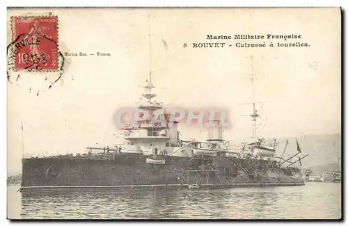 Ansichtskarte AK Bateau de Guerre Bouvet Cuirasse a tourelles