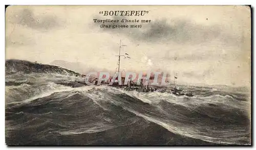 Cartes postales Bateau de Guerre Boutefeu Torpilleur haute mer par grosse mer