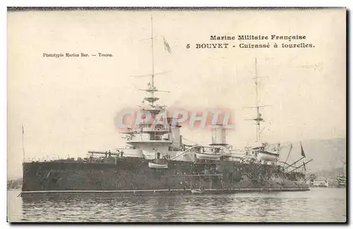 Ansichtskarte AK Bateau de Guerre Bouvet Cuirasse a tourelles