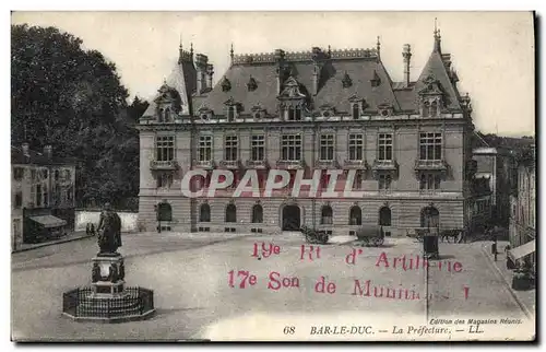 Cartes postales Prefecture Bar le Duc Cachet 19eme regiment d&#39artillerie Militaria 17eme section de mitraille