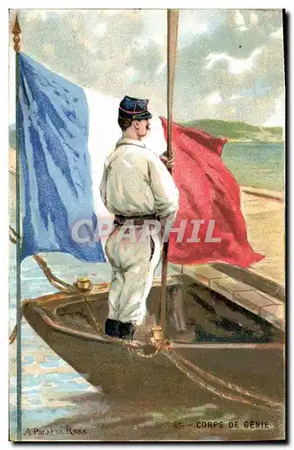 Cartes postales Militaria Corps de Genie Drapeau