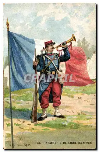 Cartes postales Militaria Infanterie de ligne Clairon Drapeau