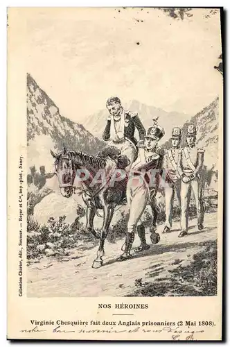 Cartes postales Militaria Nos heroines Virginie Chequiere fait deux Anglais prisonniers
