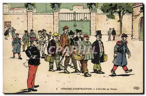 Cartes postales Militaria Periode d&#39instruction L&#39arrivee au corps