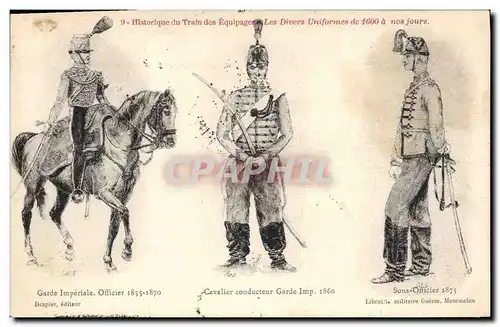Cartes postales Militaria Garde Imperiale Officier 1855 1870 Cavalier conducteur Sous officier