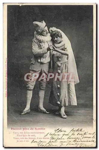 Cartes postales Fantaisie Pierrot Pere de famille