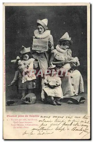 Cartes postales Fantaisie Pierrot Pere de famille