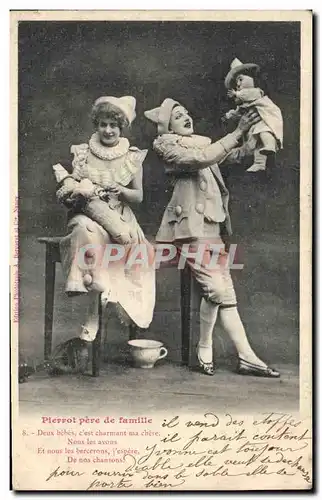 Ansichtskarte AK Fantaisie Pierrot Pere de famille