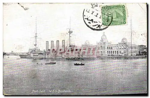 Ansichtskarte AK Bateau de Guerre Port Said WSS Bacchante Egypte Egypt