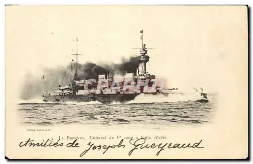 Ansichtskarte AK Bateau de Guerre Le Brennus Cuirasse de 1er rang a toute vitesse