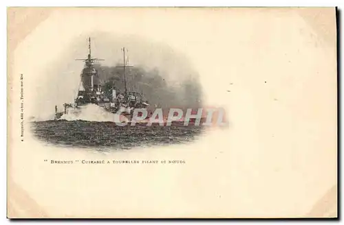 Cartes postales Bateau de Guerre Brennus Cuirasse a tourelles filant 16 noeuds