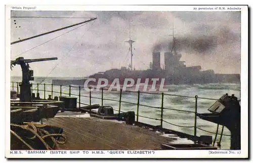 Ansichtskarte AK Bateau de Guerre HMS Barham Sister ship to HMS Queen Elizabeth