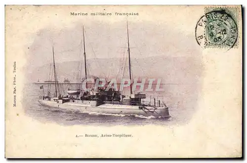 Cartes postales Bateau de Guerre Bombe Aviso torpilleur