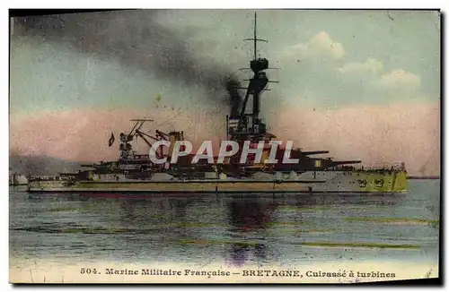 Ansichtskarte AK Bateau de Guerre Bretagne Cuirasse a turbines