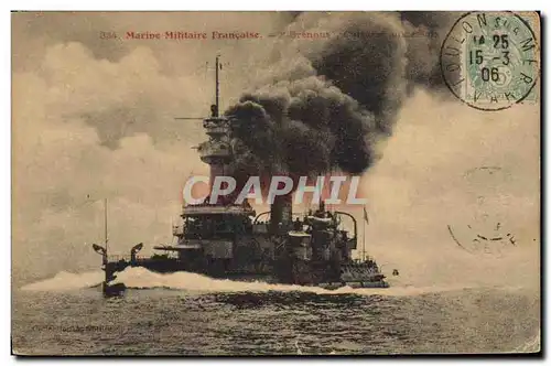 Cartes postales Bateau de Guerre Brennus Cuirasse aux essais