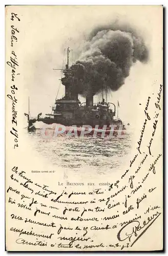 Cartes postales Bateau de Guerre Le Brennus aux essais