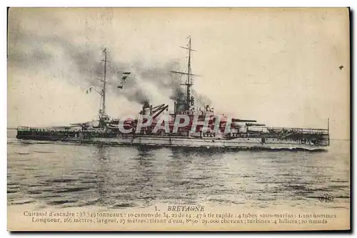 Cartes postales Bateau de Guerre Bretagne Cuirasse d'escadre
