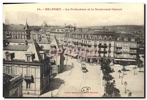 Cartes postales Belfort La Prefecture et le boulevard Carnot