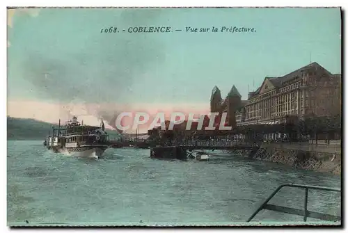 Cartes postales Coblence Vue sur la Prefecture Bateau