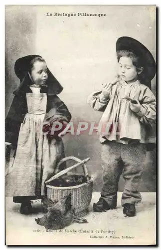 Cartes postales Folklore Retour du marche Enfants de Pontivy