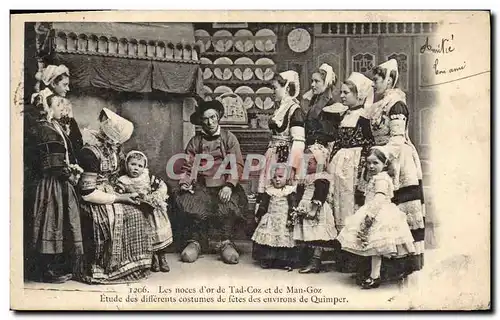 Ansichtskarte AK Folklore Les noces d&#39or de Tad Coz et de man Goz Environs de Quimper