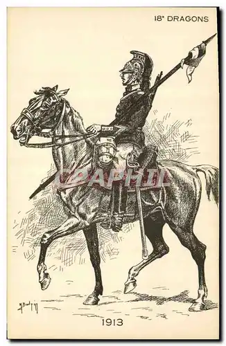 Cartes postales Militaria 18eme Dragons 1913